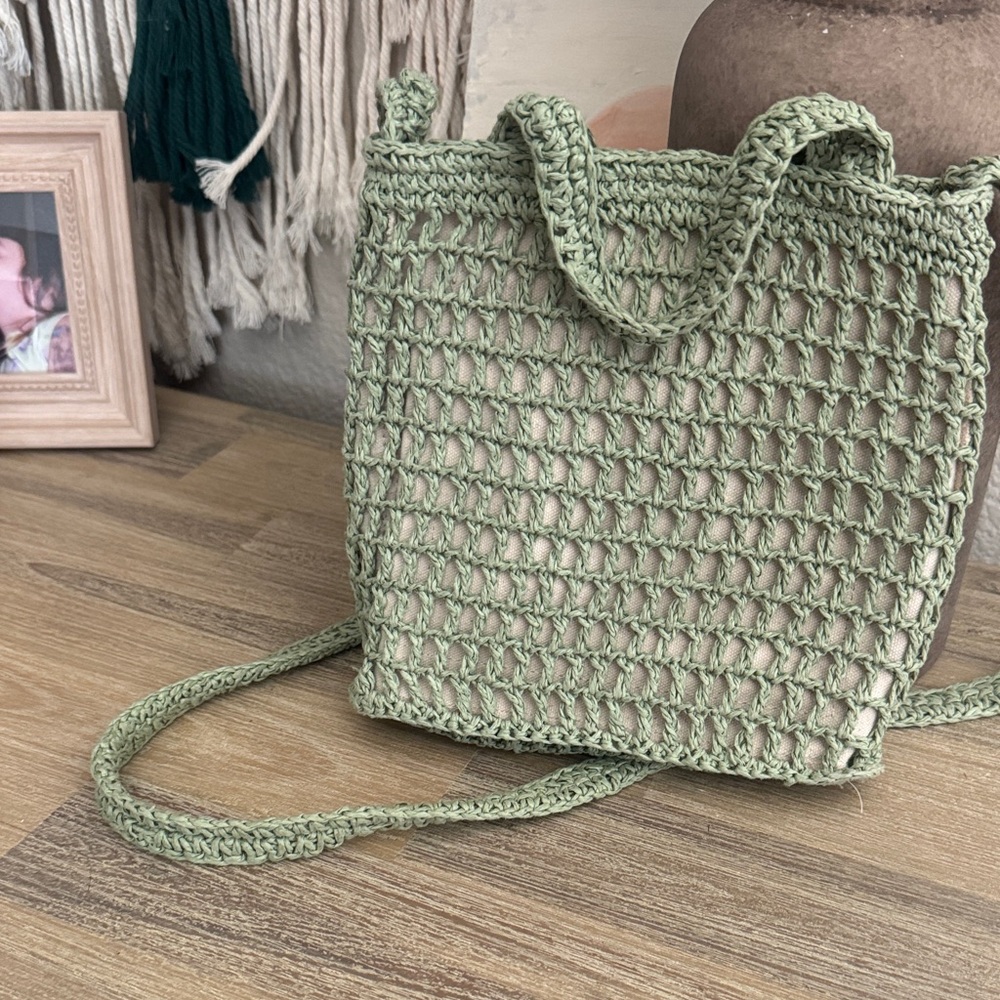 Green Crochet Women Bag